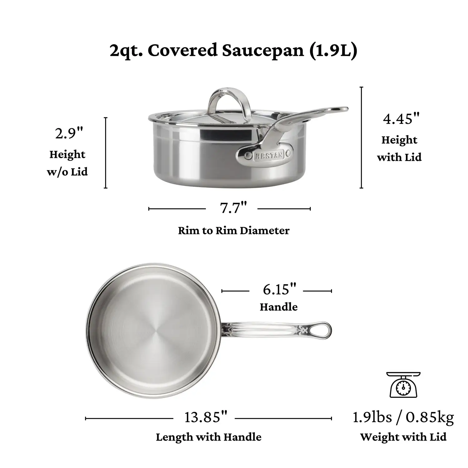 Brushed Clad Stainless Steel Saucepans with Lid - Image 18