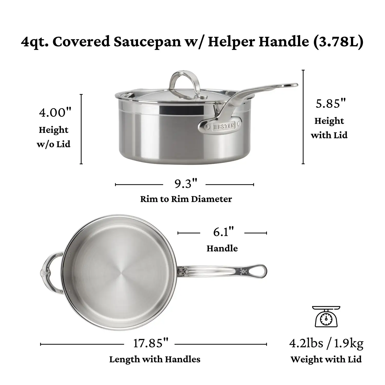 Brushed Clad Stainless Steel Saucepans with Lid - Image 20
