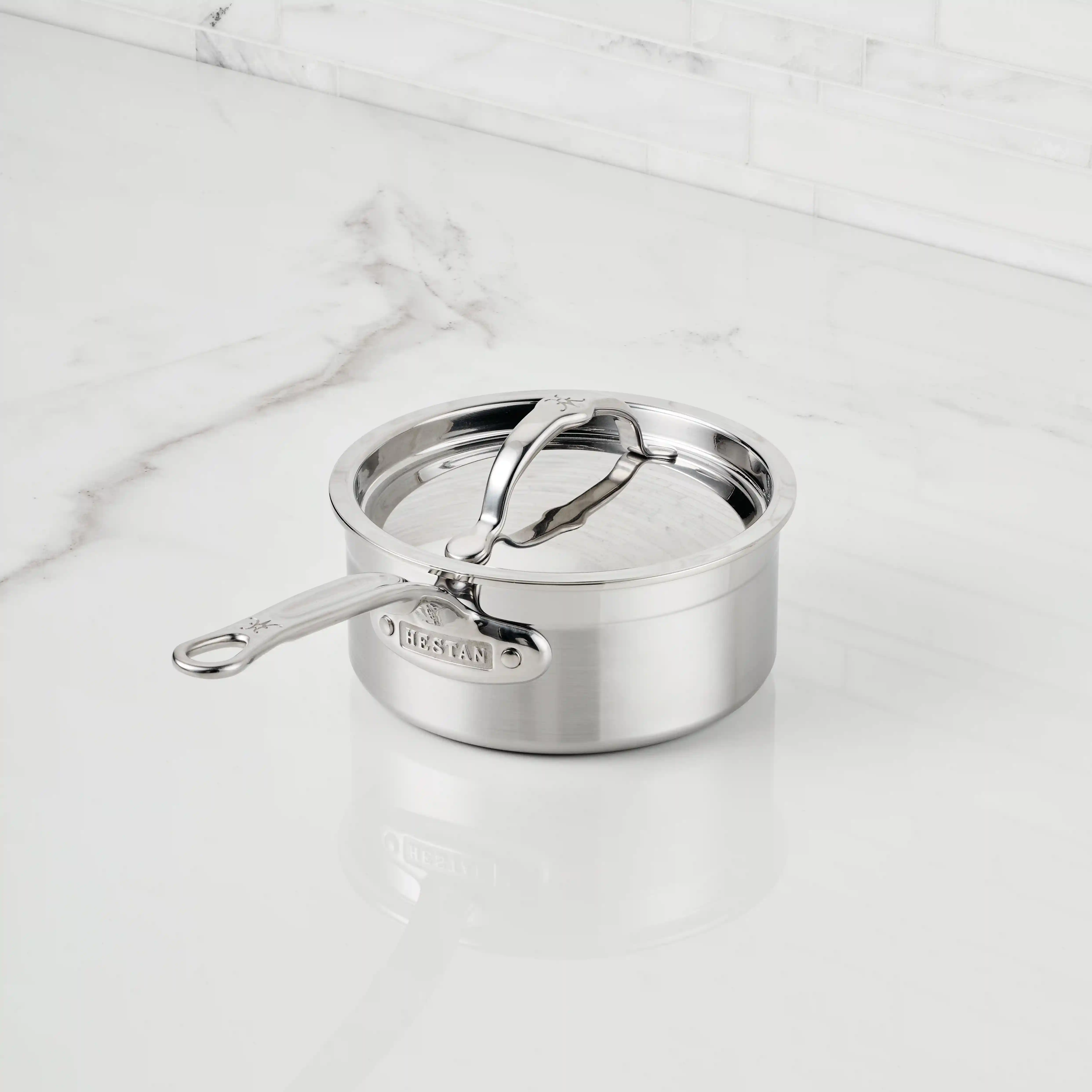 Brushed Clad Stainless Steel Saucepans with Lid - Image 3
