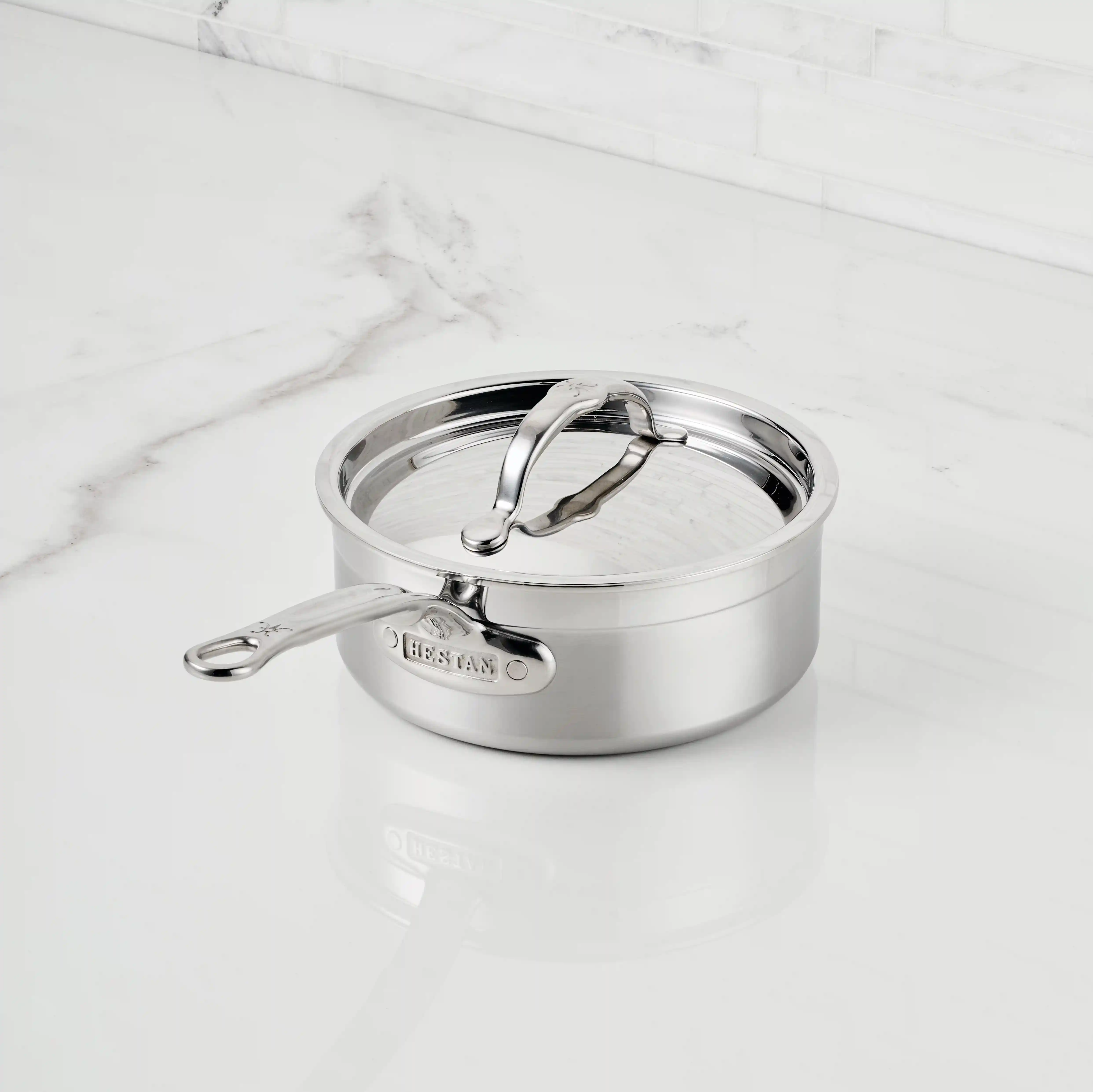 Brushed Clad Stainless Steel Saucepans with Lid - Image 4