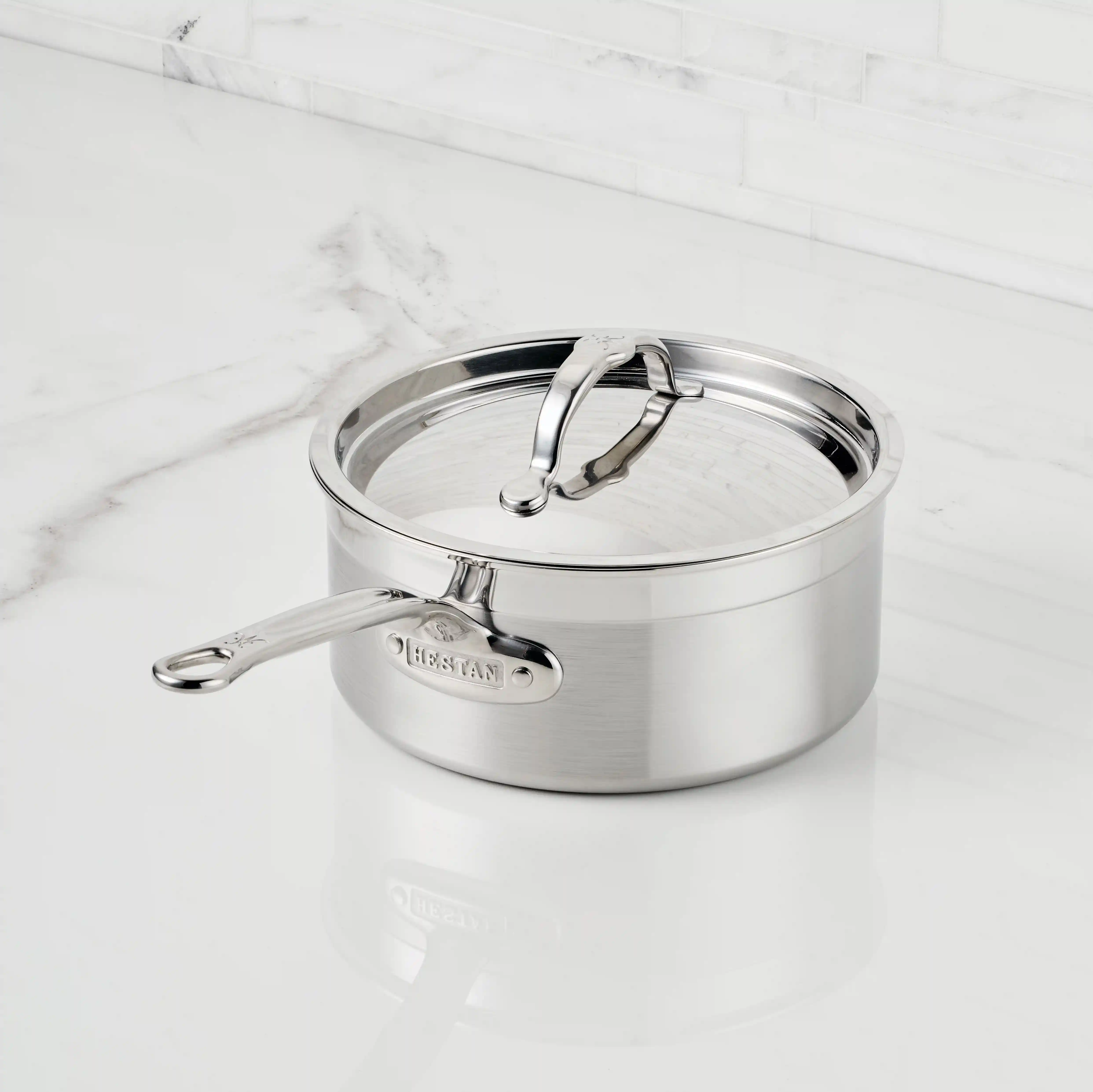 Brushed Clad Stainless Steel Saucepans with Lid - Image 5