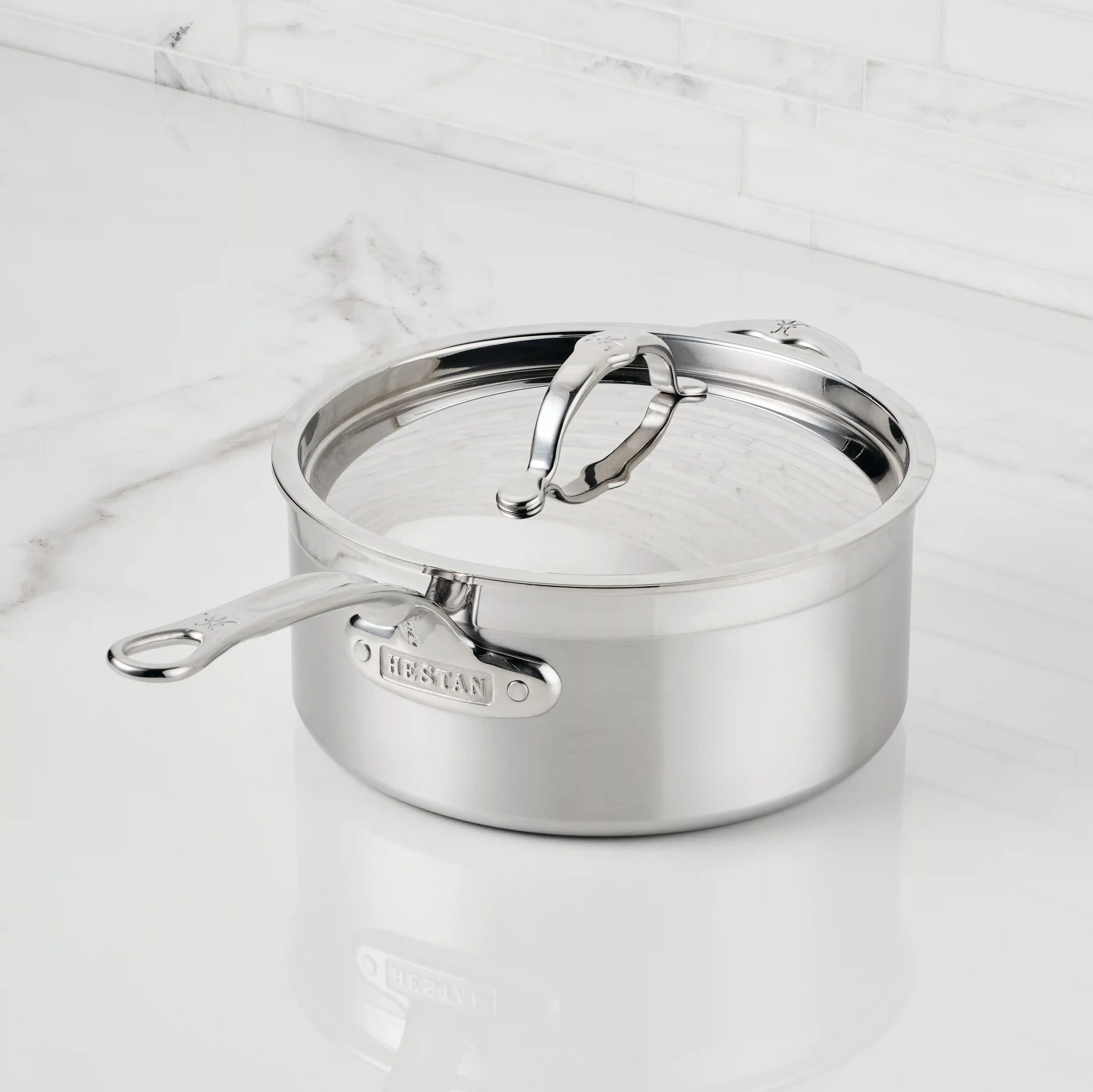 Brushed Clad Stainless Steel Saucepans with Lid - Image 6