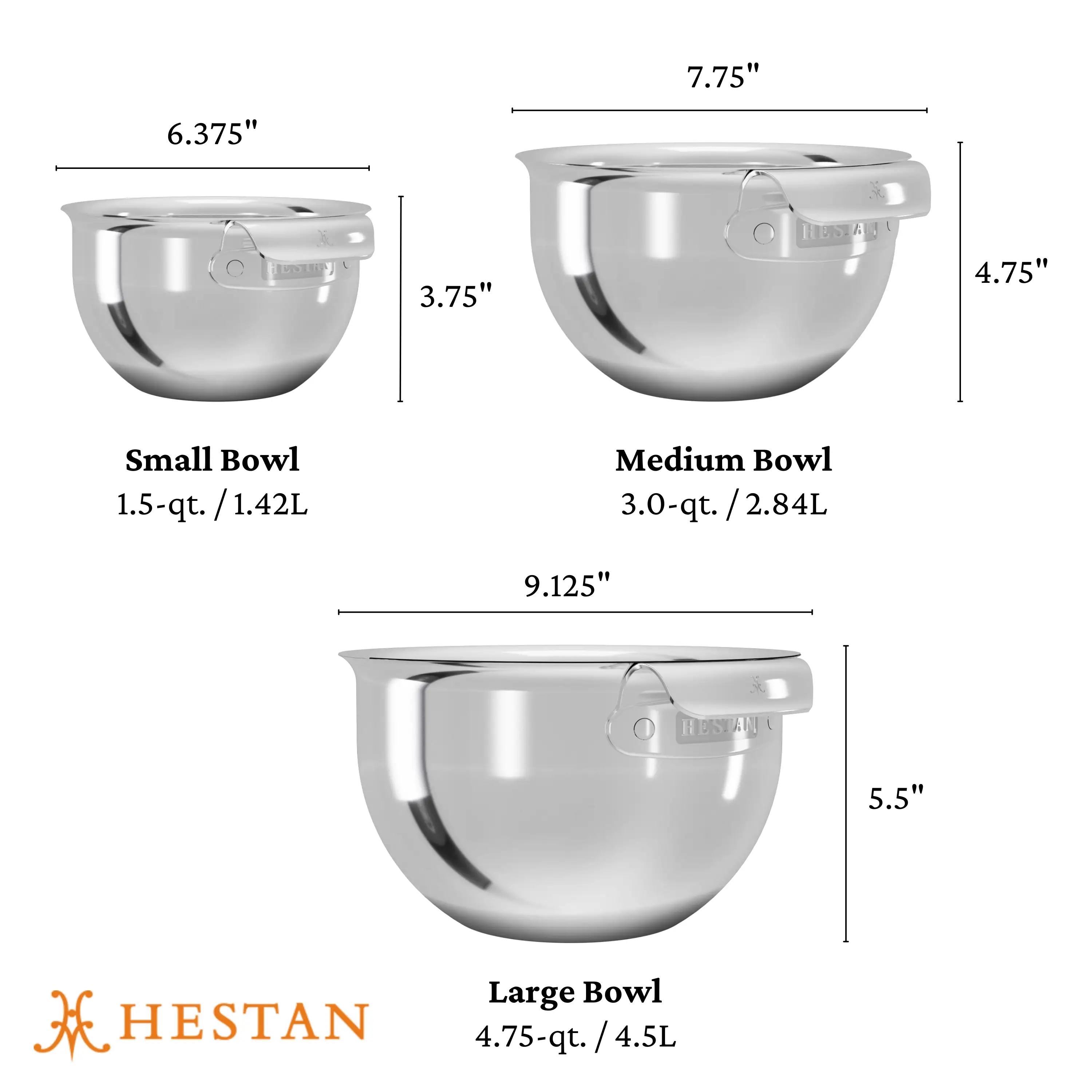 Stainless Steel Mixing Bowl Set, 3-Piece - Image 5
